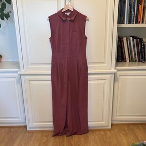 Athleta Brooklyn Heights Sleeveless Wide Leg Jumpsuit, Berry Rose, 6P